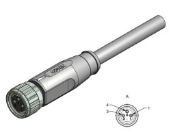 Wtyk żeński prosty M8 3-piny przewód 5m - 42-10002
