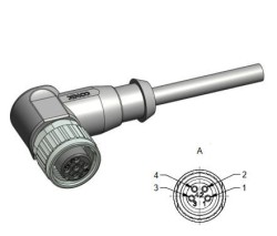 Wtyk żeński kątowy M8 4-piny przewód 10m - 42-10051